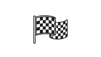 Fototapeta premium Checkered Flag Waving Isolated Black and White Vector Icon