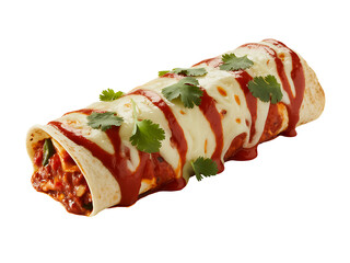 Deliciously Drizzled Burrito with Melted Cheese and Fresh Cilantro