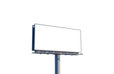 Blank white billboard mockup isolated on transparent background