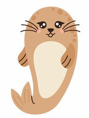 Cute seal. Flat vector illustration.