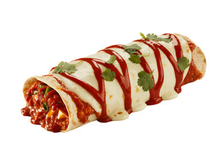 Deliciously Drizzled Burrito with Melted Cheese and Fresh Cilantro