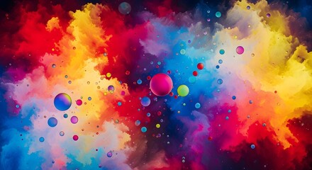 Colorful explosion vibrant paint colors abstract art with dynamic splash of fluid hues