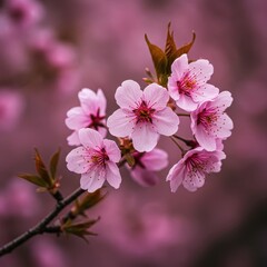 Delicate pink cherry blossom flowers blooming in springtime, showcasing the soft colors of the season in a beautiful, natural setting ,rose ,coral ,sakura