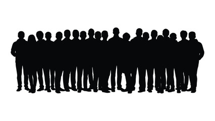A large group of people standing closely together black silhouette