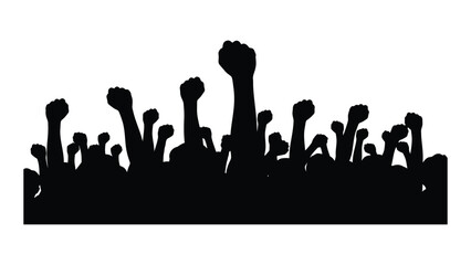 Raised fists in a crowd a powerful visual statement silhouette