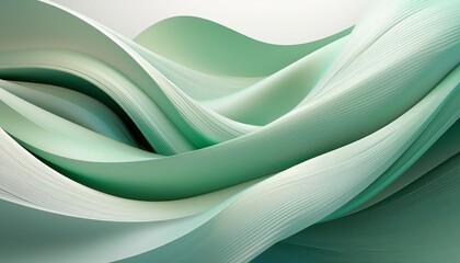 a calming 3d abstract design with a gradient of sage green and white incorporating soft organic forms