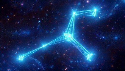 a 3d neon constellation in pulsar blue and cosmic void infinite and starry
