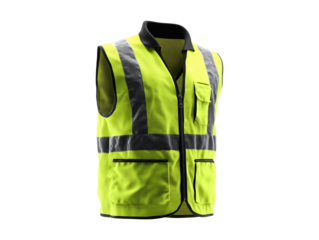 Yellow reflective safety vest 3d illustration isolated on transparent or white background, png
