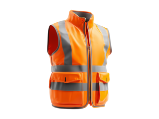 Orange reflective safety vest 3d illustration isolated on transparent or white background, png