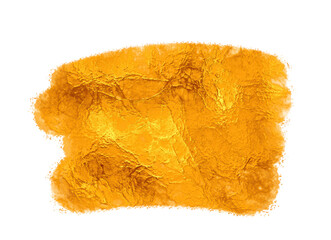 Golden textured brushstroke isolated on transparent background for abstract decoration and design