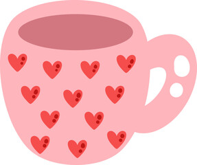 cute Valentines heart cup of hot drink beverage vector cartoon illustration