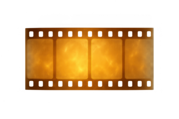 Film strip representing cinema and movie production, vintage style 35mm negative creating a retro frame on transparent background