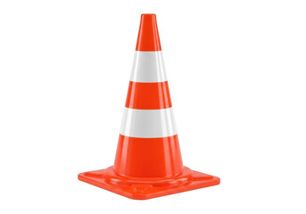 Traffic cone isolated on transparent background for road safety and construction
