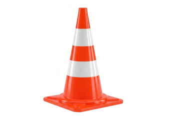 Traffic cone isolated on transparent background for road safety and construction