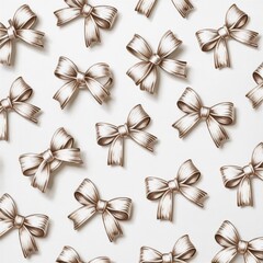 Stylish ornamental background with metallic bow composition, festive grid layout, cozy ambiance, authentic festive moment, symbolic contrast, visual harmony, winter palette and seasonal branding asset