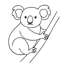 Dibujo sencillo con línea continua de koala en una rama de árbol  © teracreonte