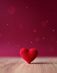 Love heart on wooden texture background, valentines day card concept