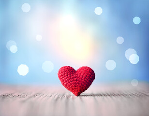 Love heart on wooden texture background, valentines day card concept