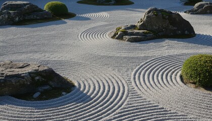 minimal zen stone garden with raked gravel pattern symbol of mindfulness and japanese aesthetic landscape japan meditation