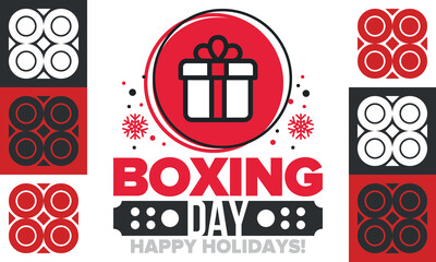 Fototapeta premium Boxing Day. Day after Christmas Day, when gifts are given! This holiday is associated with shopping and sporting events. Celebrated annually in the Great Britain on December 26th. Vector illustration