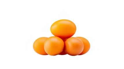 Fresh brown eggs stacked in pyramid shape on transparency background, symbolizing natural food, nutrition, and healthy eating, with clean and minimalistic style
