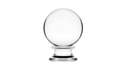 Crystal ball transparent glass sphere round shape clear reflection smooth surface isolated object mystical fortune telling elegant minimalistic design