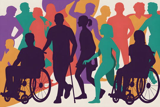 People silhouettes representing disability inclusion and diversity
