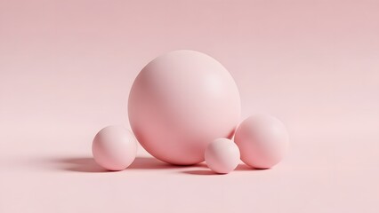 Fototapeta premium Abstract composition featuring varying sizes of pink spheres on a matching monochromatic background