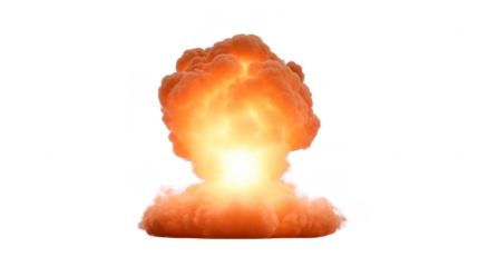 A powerful explosion with fiery cloud and intense light creating dramatic and dangerous scene isolated transparent