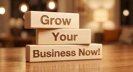 Inspirational Wooden Blocks with Motivational Business Growth Message