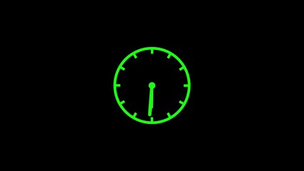 Abstract spinning clock icon animation on black background