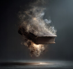 Floating Ancient Book with Smoke