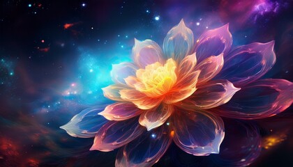 cosmic flower in vibrant nebula