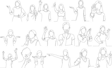 Outline Artistic Figure Gesture Pose People Group Illustration