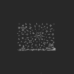 별이 빛나는 밤하늘 black and white abstract background