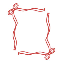 Whimsical wedding frame doodle. Coquette boarder with bow and ribbon in sketch style. Hand drawn vintage vector illustration for Valentine&rsquo;s Day