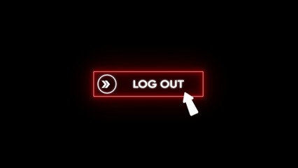 Red Glowing Logout Button with White Arrow on Black Background