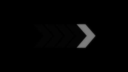 Glowing Right Facing Chevron Arrow on Dark Gradient Background direction forward
