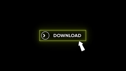Glowing Green Download Button with Play and White Arrow on Dark Background