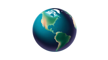 Fototapeta premium Earth globe North and South America blue ocean green land realistic style isolated on transparency background environmental concept global perspective peaceful atmosphere