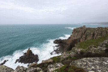 Landscape photo of the cliffs at Lands End in Cornwall