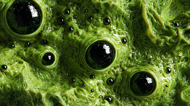 Creepy biomorphic surface with bubbling green slime texture for halloween themes