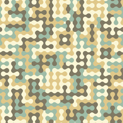 Full Seamless abstract camouflage pattern with rounded beige, khaki, cream and soft green modules. Modern army style fabric print background for fashion textile and wallpaper.