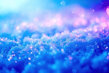 A blue and pink background with a lot of glitter
