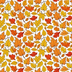 Autumn leaves seamless pattern, four tiles