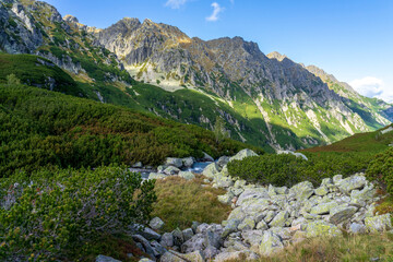 Autumn view of the Valley of Five Polish Lakes in the High Tatras.