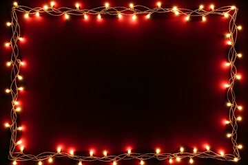 Festive Holiday Light Frame on Dark Background
