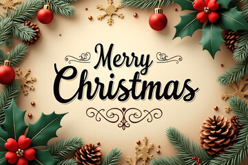 Retro Vintage Christmas Greeting Card with Classic Artwork