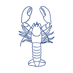 Lobster Vector Illustration Freehand Drawing Style with Simple Outline