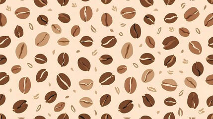 Fototapeta premium 背景素材 コーヒー豆のシームレスパターン Background Seamless pattern Coffee beans Illustration （Generative AI）